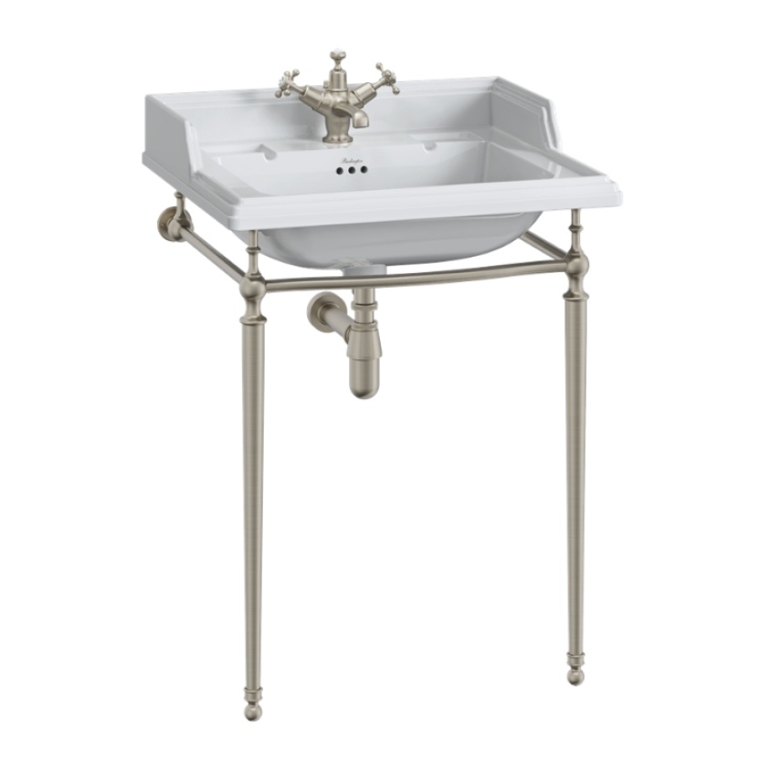 Product Cut out image of the Burlington Classic 650mm Basin & Nickel Washstand